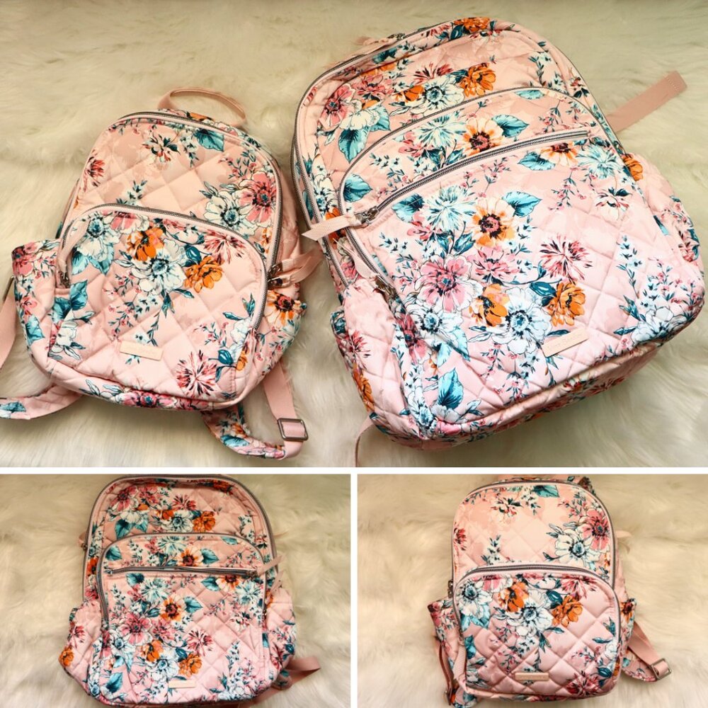 NWOT Vera Bradley XL Campus Backpack & Small Backpack — Peach Blossom Bouquet
